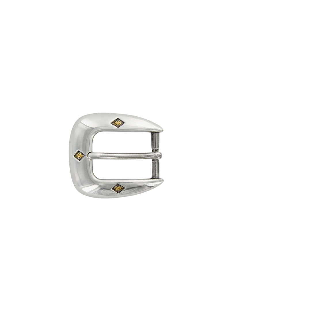 1 inch Silver Western Buckle Set with Gold Accents