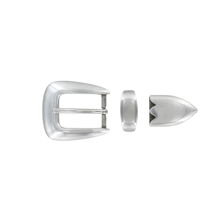 1 inch Polished Silver Belt Buckle Set