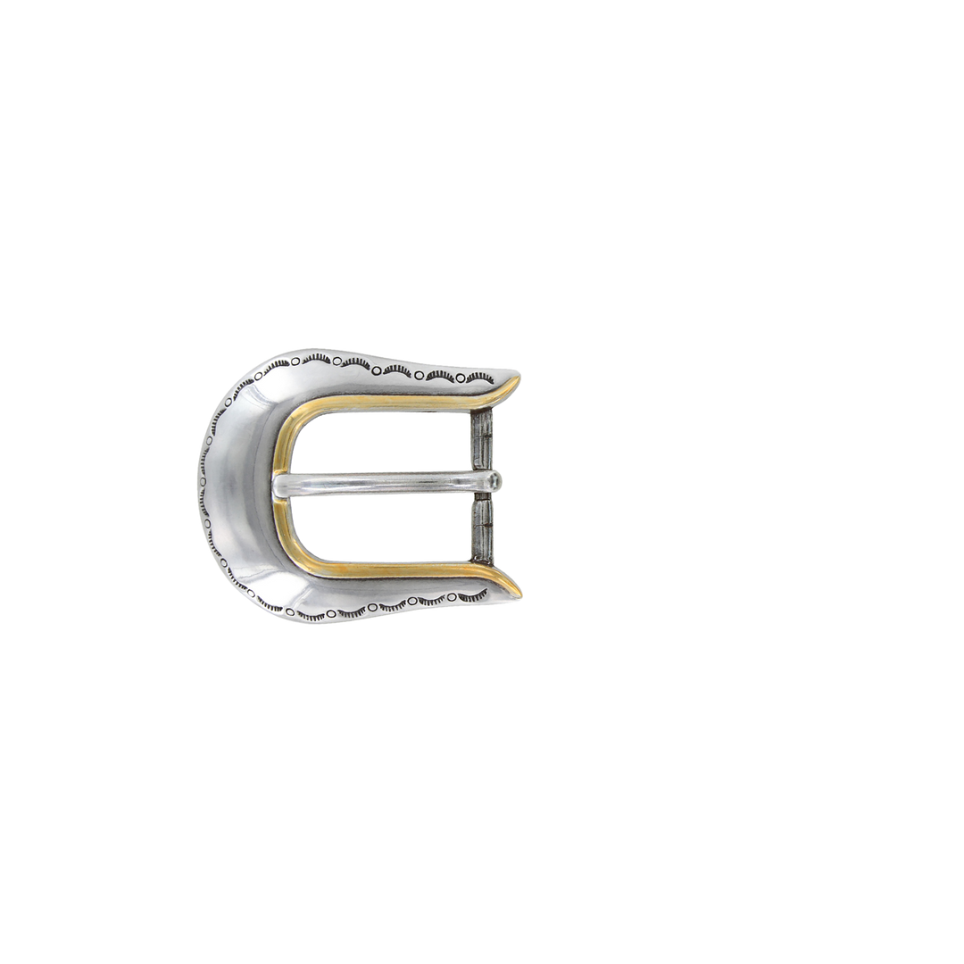 Engraved Silver & Gold Belt Buckle – 1 inch