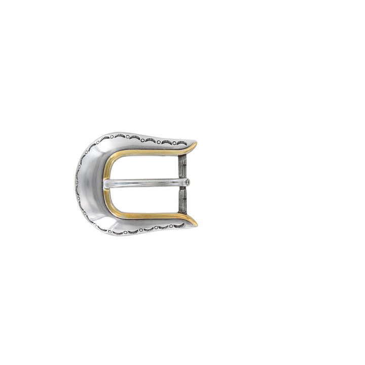 Engraved Silver & Gold Belt Buckle – 1 inch