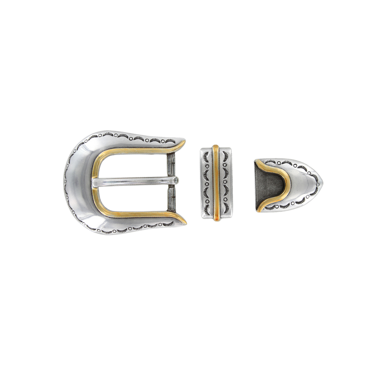 Engraved Silver & Gold Belt Buckle – 1 inch