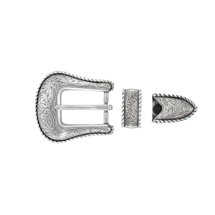 1 inch Silver Rope-Edge Buckle Set