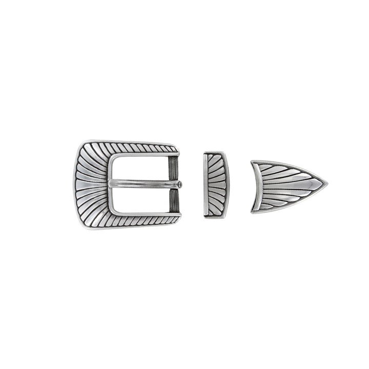1 inch Silver Stitched Buckle Set