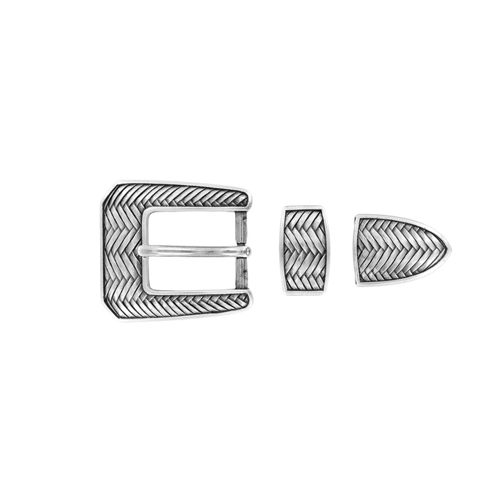 1 inch Silver Woven Buckle Set