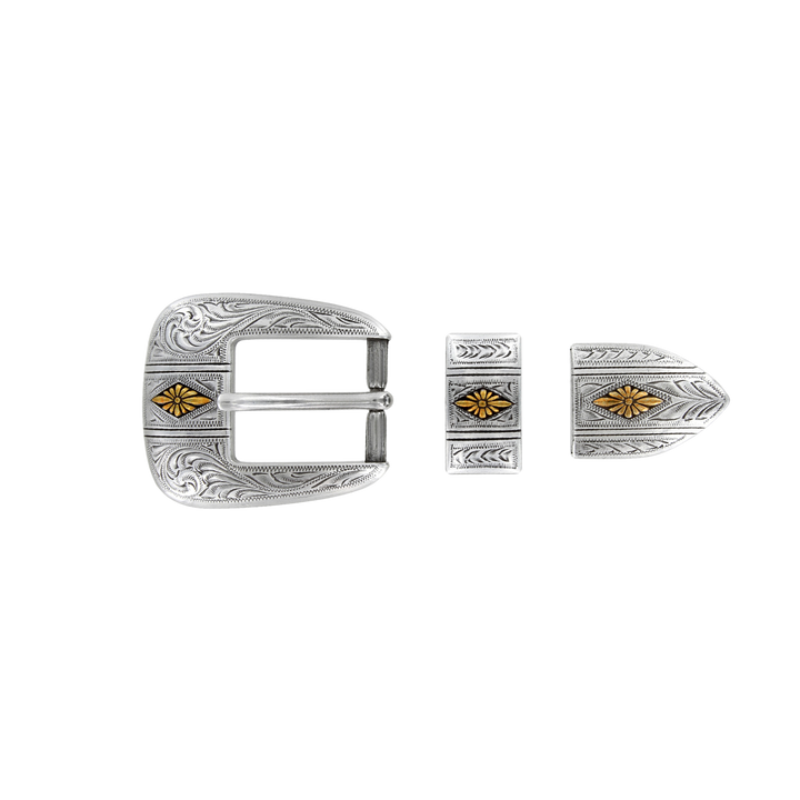 1 inch Two-Tone Engraved Western Buckle Set
