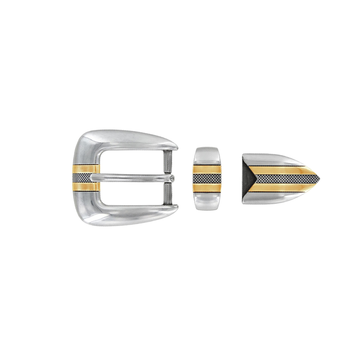 1 inch Silver Gold Accent Belt Buckle Set