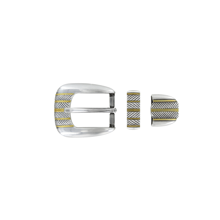1 inch Two-Tone Engraved Belt Buckle Set