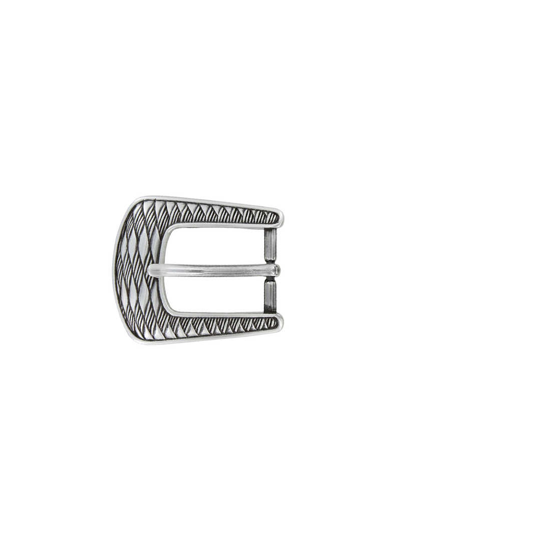 1 inch Diamond Engraved Silver Belt Buckle Set