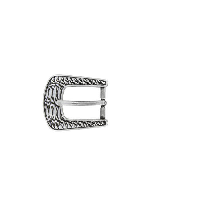 1 inch Diamond Engraved Silver Belt Buckle Set