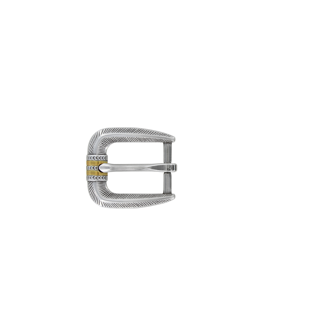 1 inch Two-Tone Chevron Engraved Belt Buckle Set