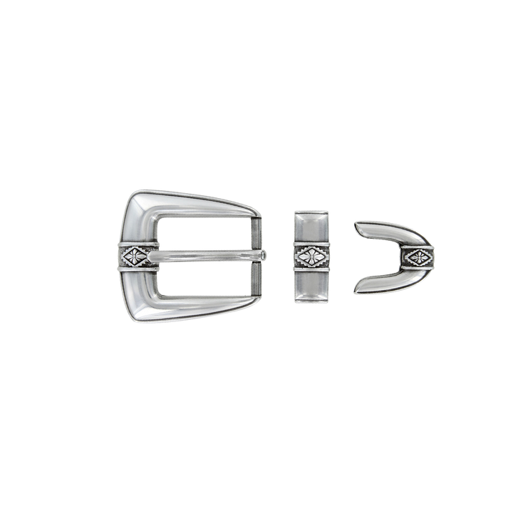 1 inch Western Floral Silver Belt Buckle Set