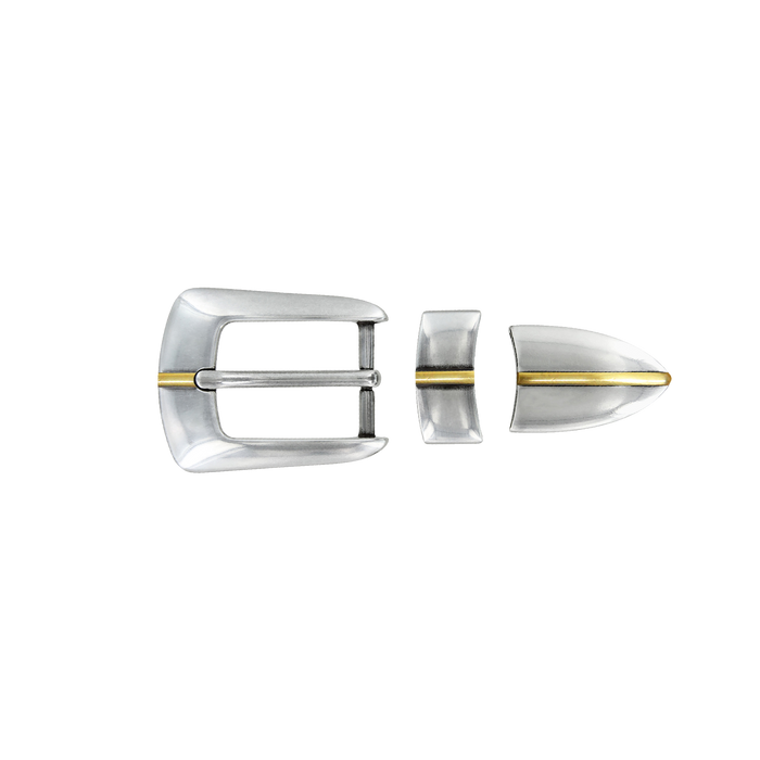 1 inch Two-Tone Center Stripe Belt Buckle Set