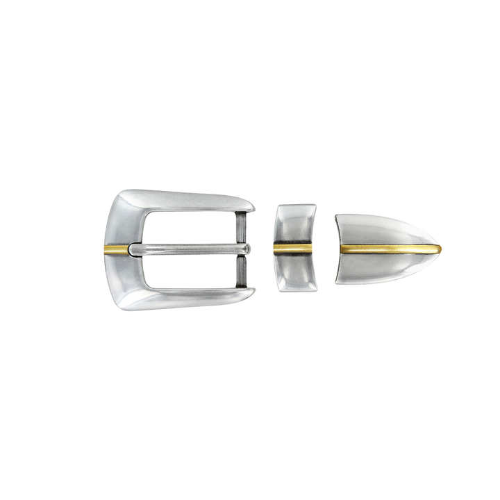 1 inch Two-Tone Center Stripe Belt Buckle Set