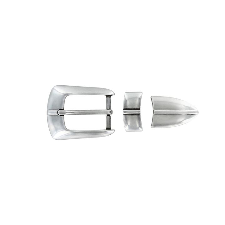 1 inch Center Stripe Silver Belt Buckle Set