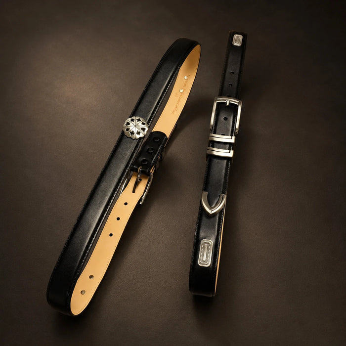 The Midnight Gambler 1-1/8 inch custom leather belt
