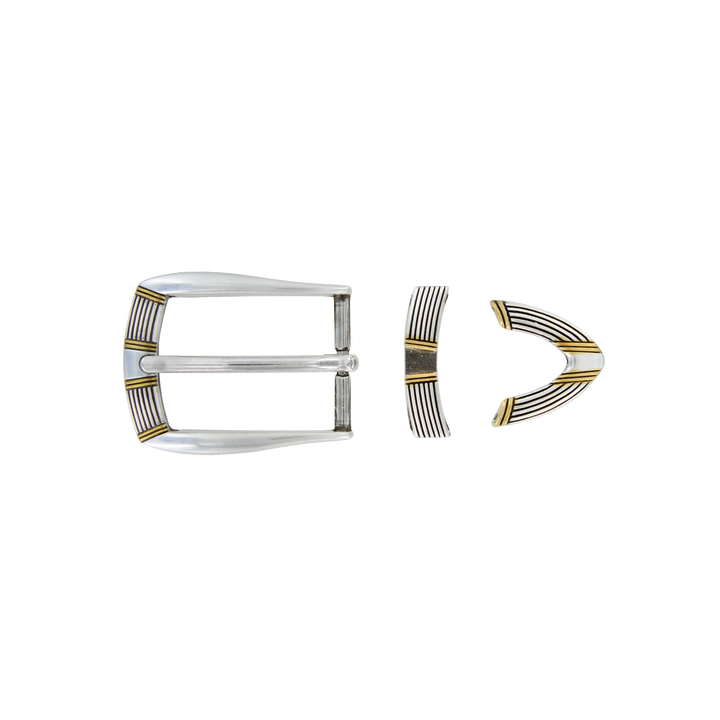 1-1/8 inch Two-Tone Metal Belt Buckle Set