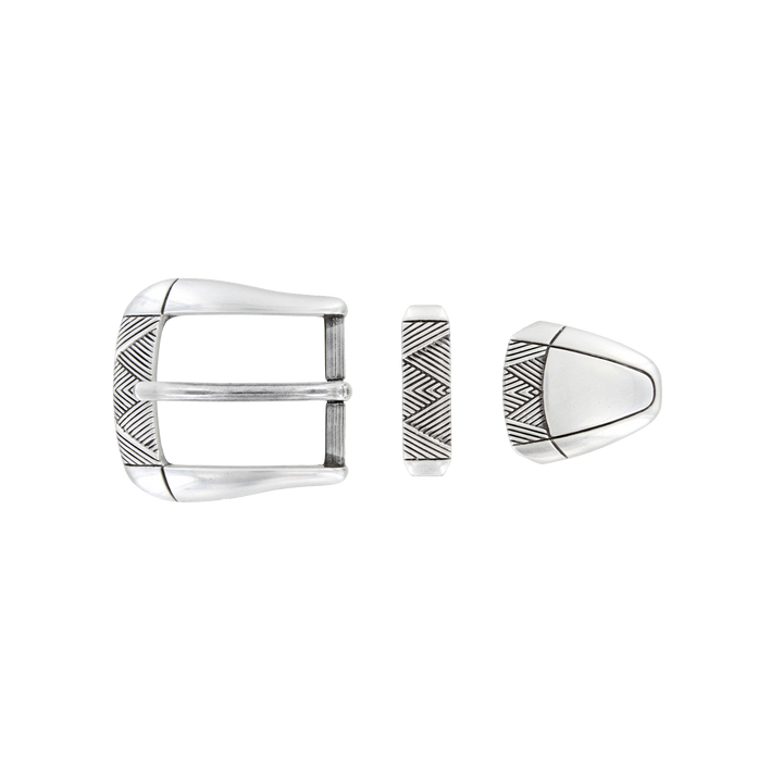 1-1/8 inch Silver Metal Belt Buckle Set