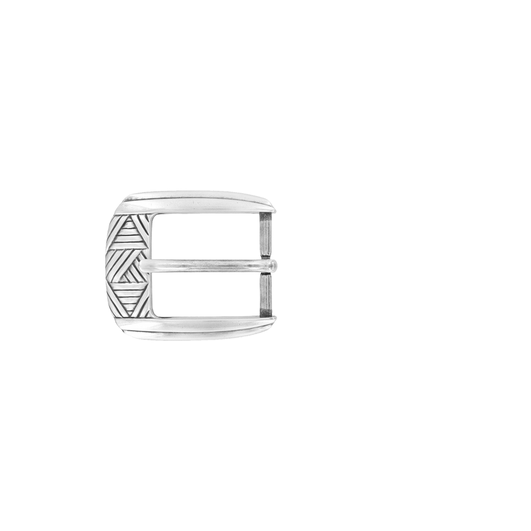 1-1/8 inch Engraved Silver Belt Buckle Set