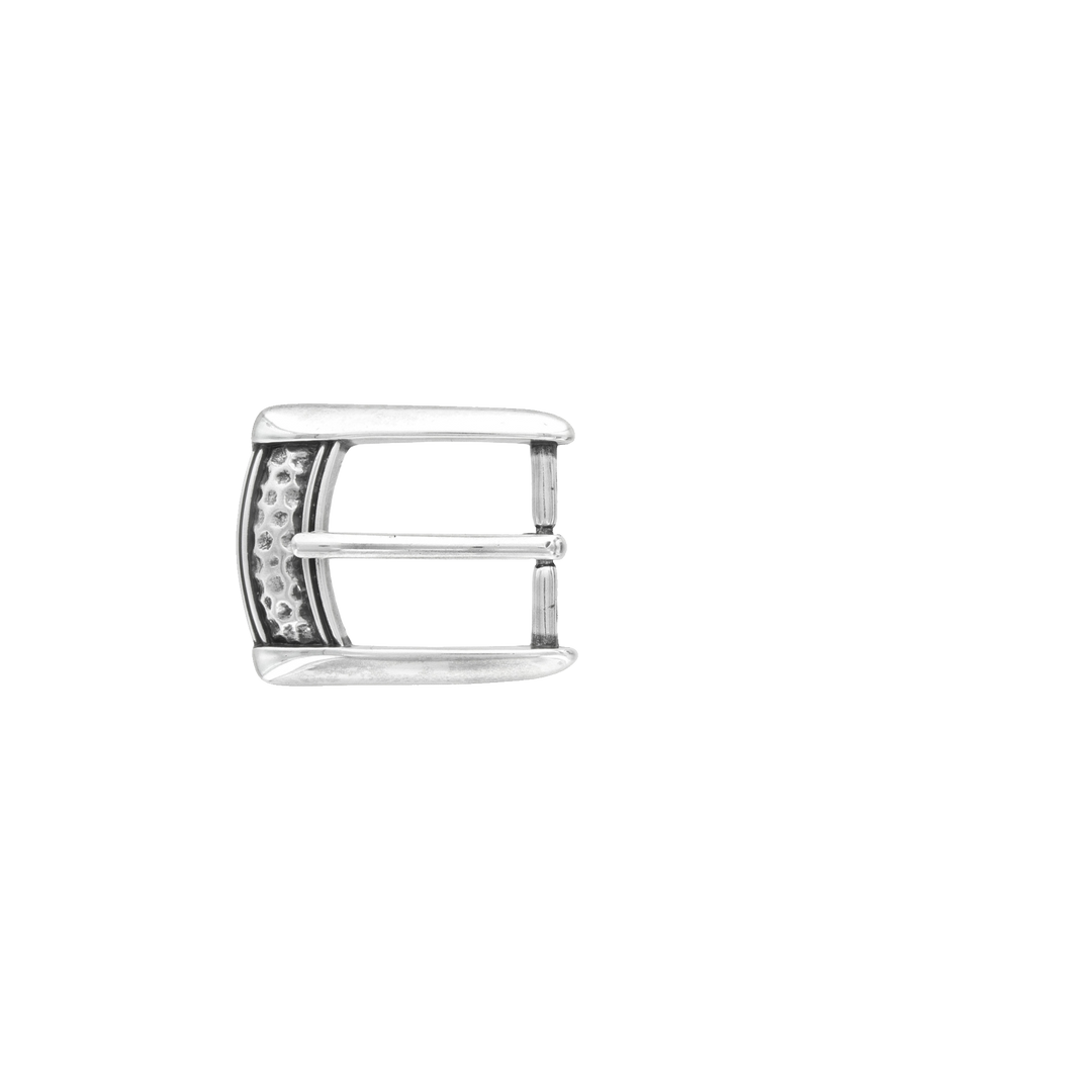 1-1/8 inch Hammered Silver Belt Buckle Set