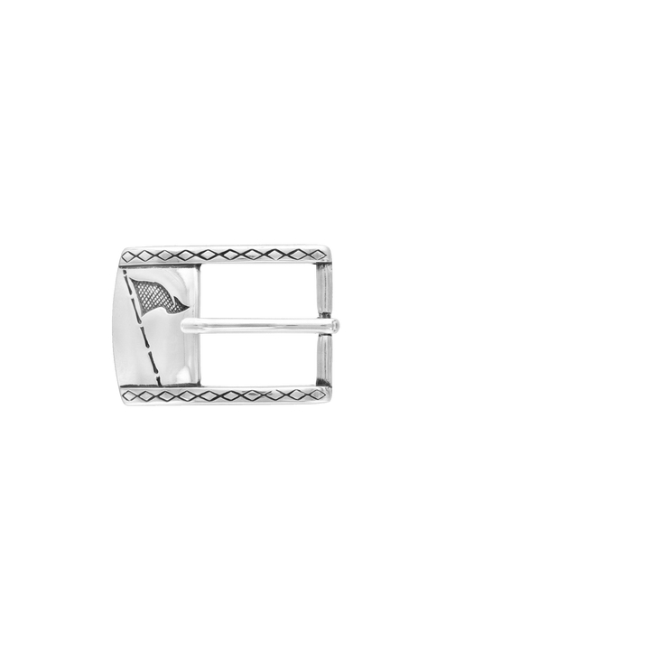 1-1/8 inch Engraved Silver Belt Buckle Set