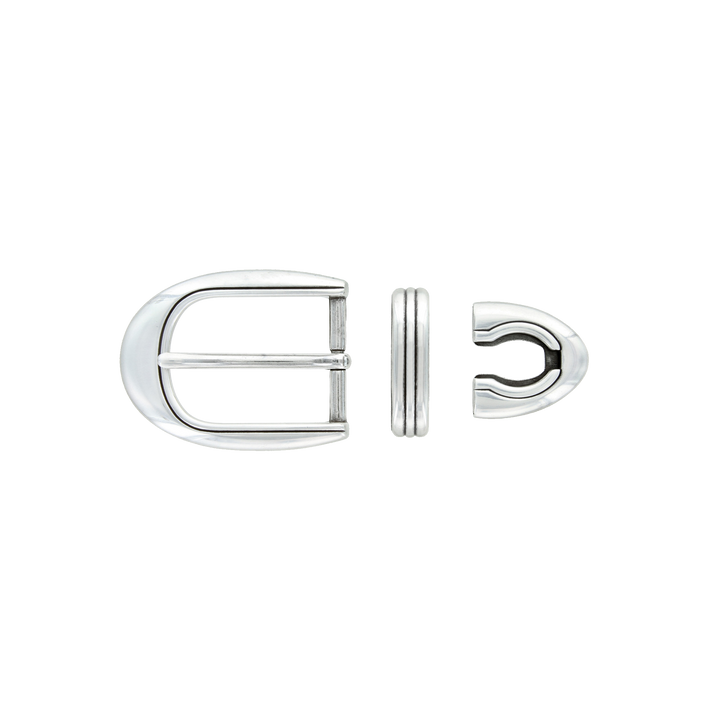 1-1/8 inch Polished Silver Belt Buckle Set