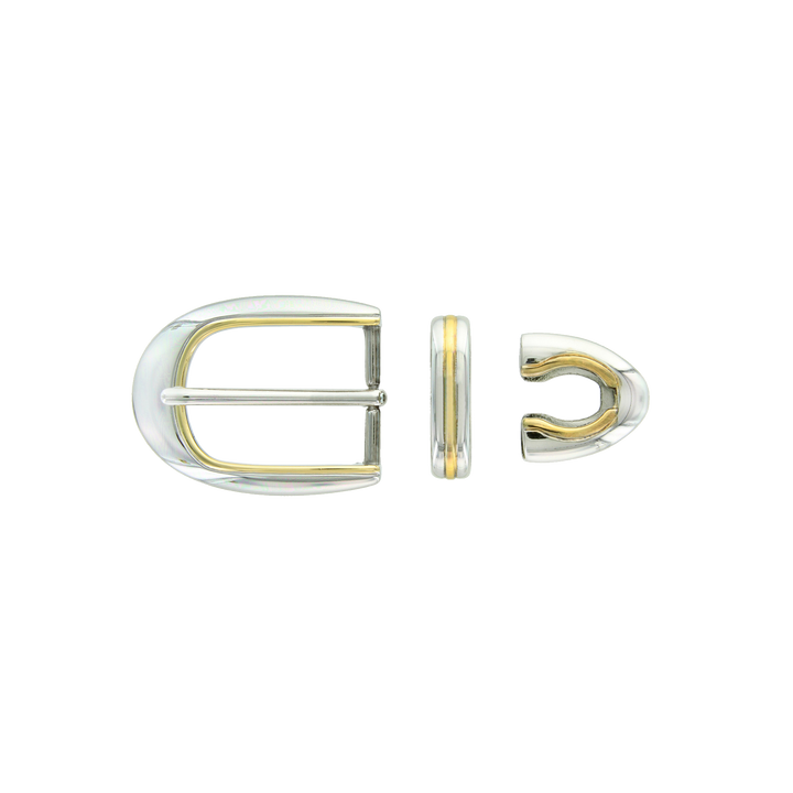 1-1/8 inch Two-Tone Polished Belt Buckle Set