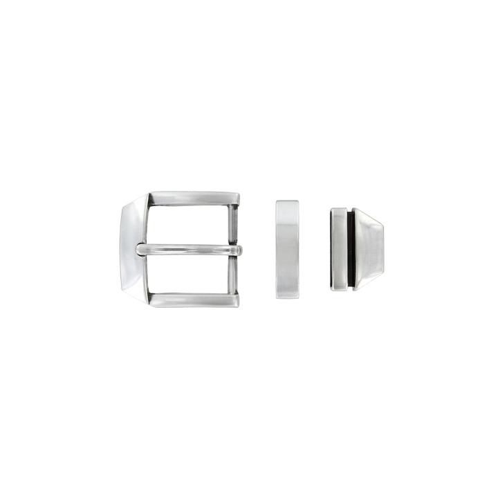 1-1/8 inch Brushed Silver Belt Buckle Set