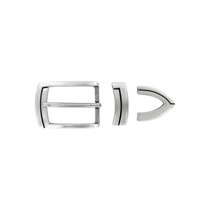 1-1/8 inch Premium Silver Belt Buckle Set