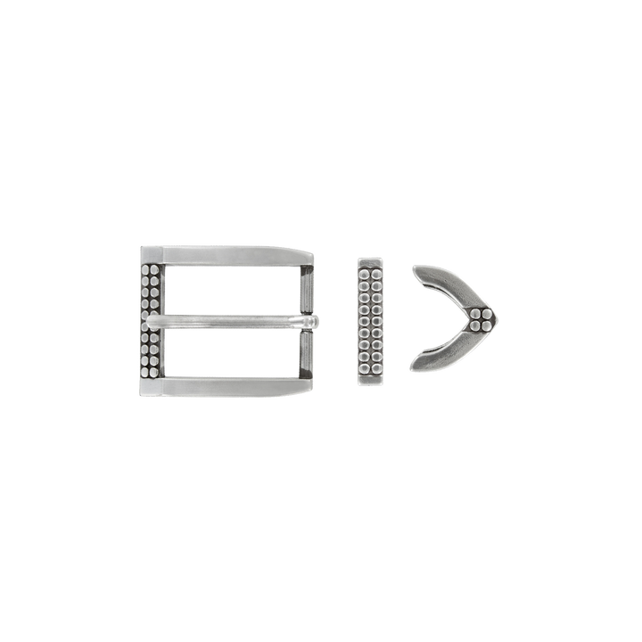 1-1/8 inch Studded Silver Belt Buckle Set
