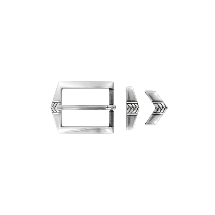 1-1/8 inch Chevron Silver Belt Buckle Set