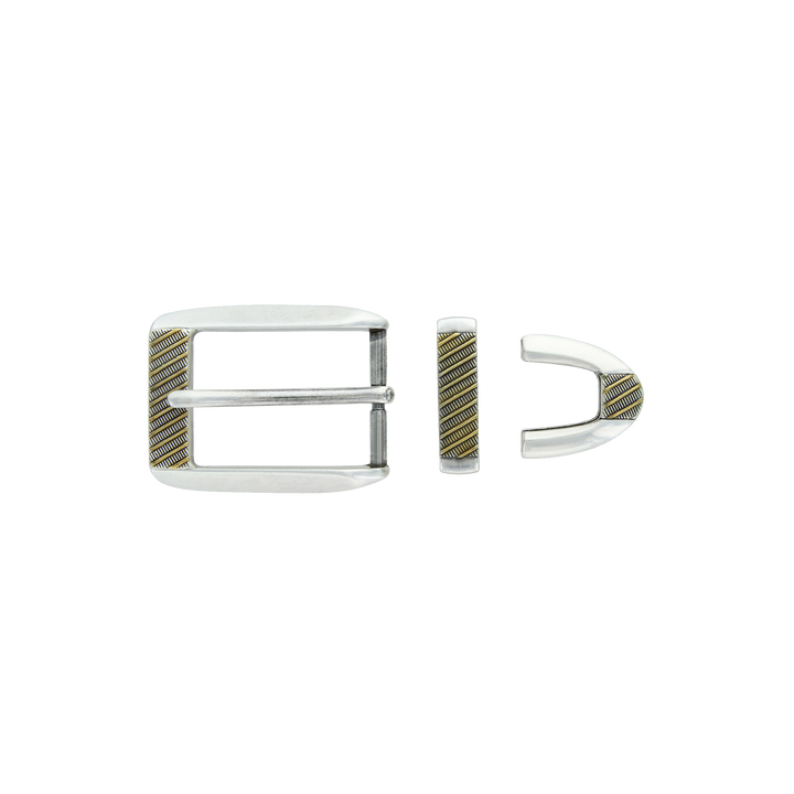 1-1/8 inch Premium Silver & Gold Belt Buckle Set
