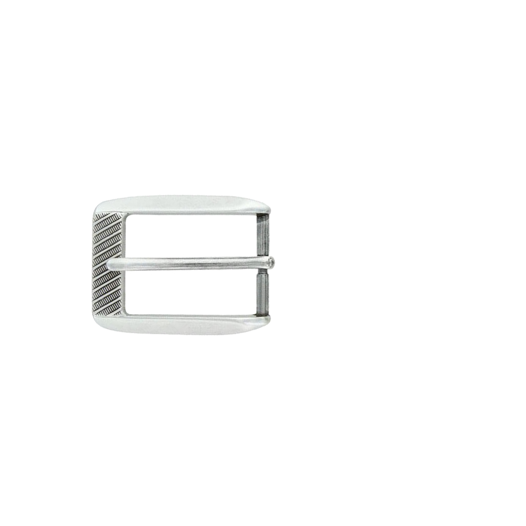 1-1/8 inch Laser Engraved Silver Belt Buckle Set