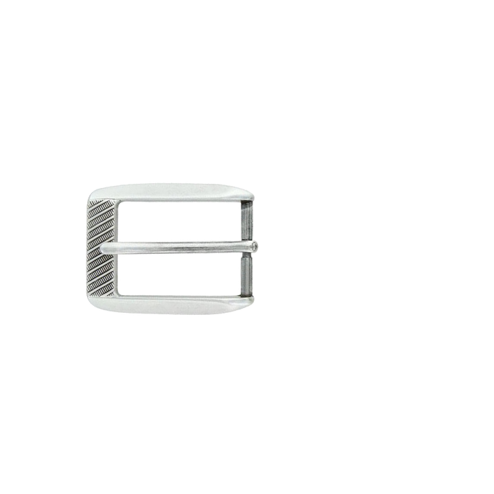 1-1/8 inch Laser Engraved Silver Belt Buckle Set