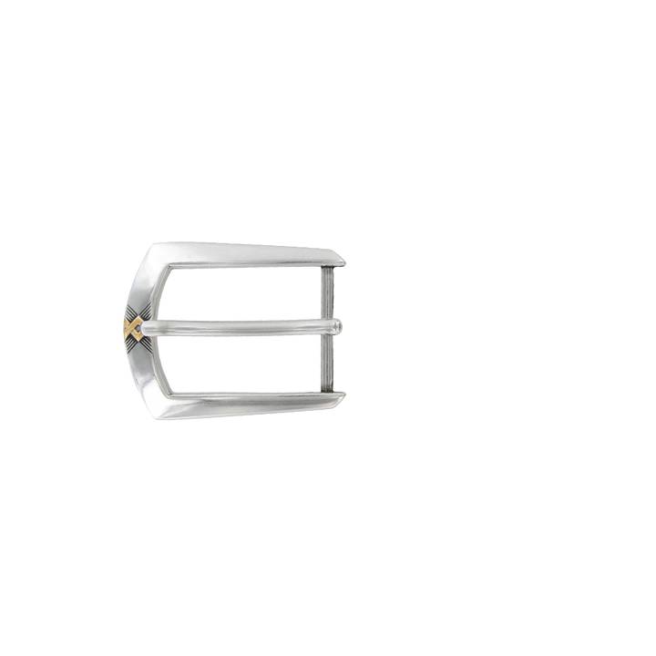 1-1/8 inch Two-Tone Cross-Etched Belt Buckle Set