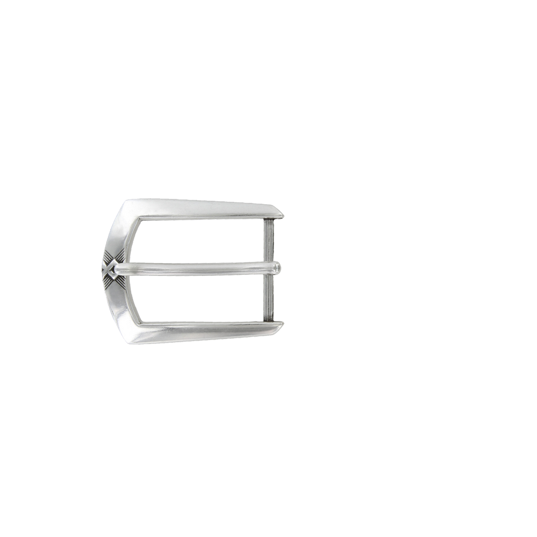 1-1/8 inch Cross-Etched Silver Belt Buckle Set