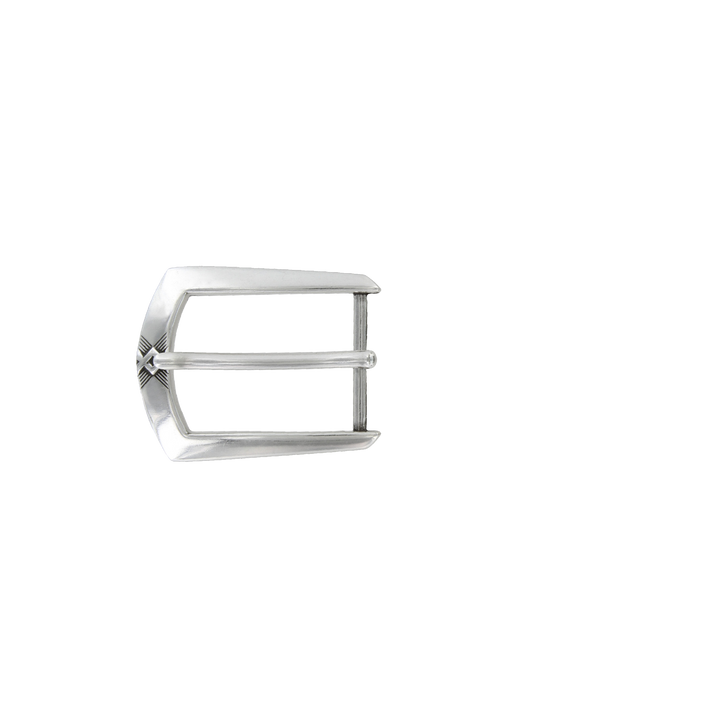 1-1/8 inch Cross-Etched Silver Belt Buckle Set