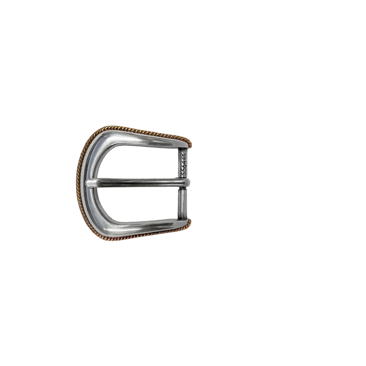 1-1/8 inch Antique Silver Buckle Set with Gold Edge