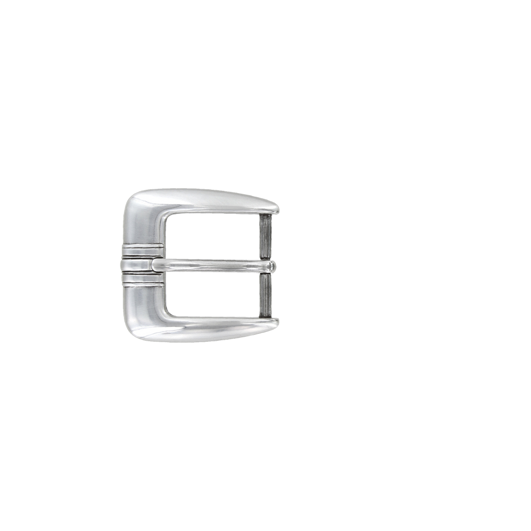 1-1/8 inch Modern Silver Engraved Lines Belt Buckle Set