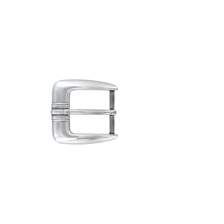 1-1/8 inch Modern Silver Engraved Lines Belt Buckle Set
