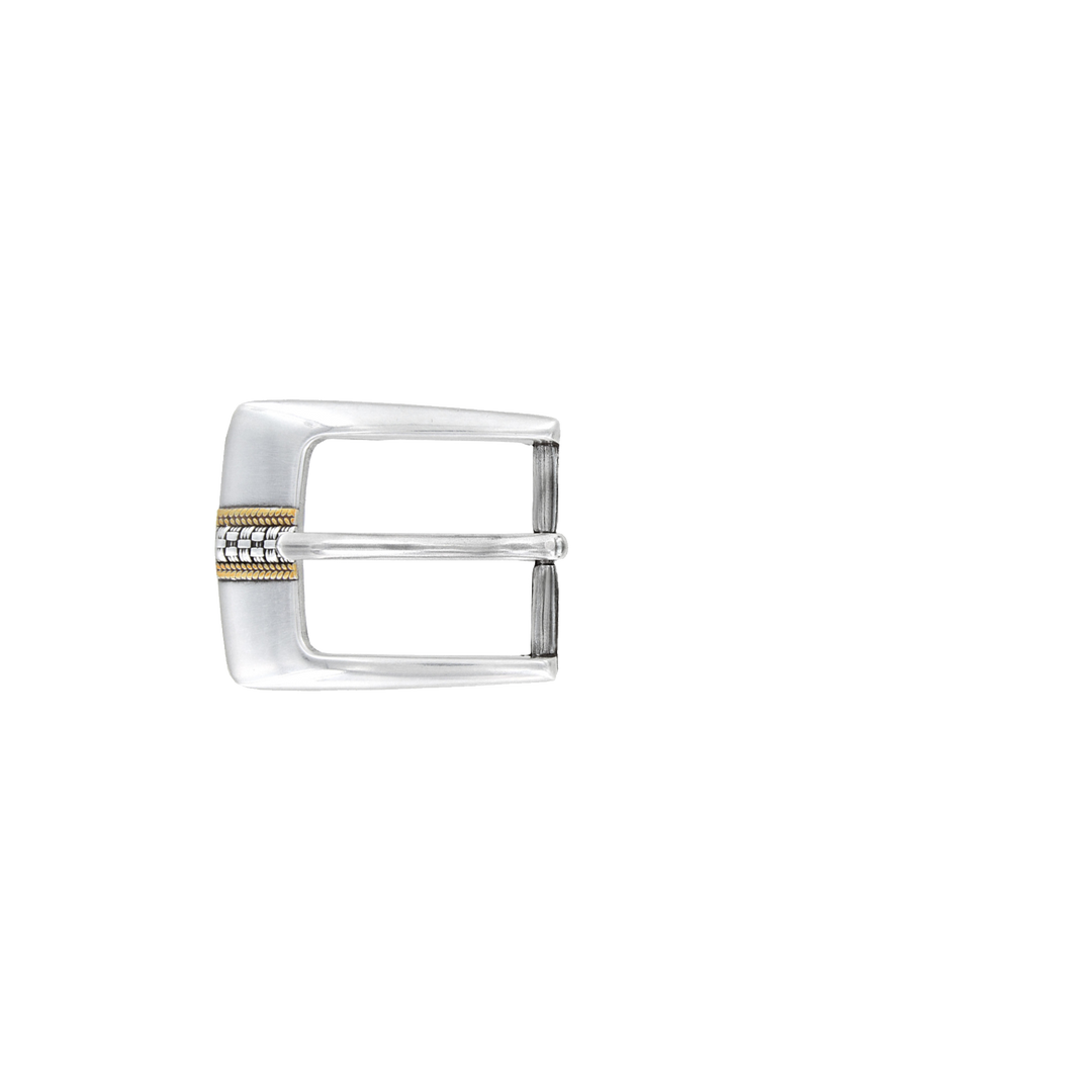 1-1/8 inch Antique Silver Gold Woven Detail Belt Buckle Set