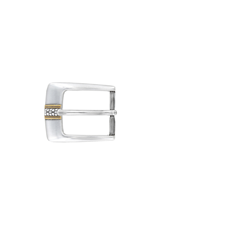 1-1/8 inch Antique Silver Gold Woven Detail Belt Buckle Set