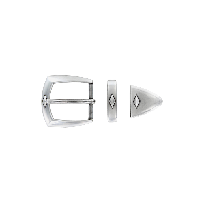 1-1/8 inch Silver Belt Buckle Set