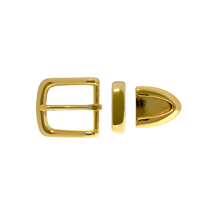 1-1/4 inch Rounded Edge Gold Belt Buckle Set