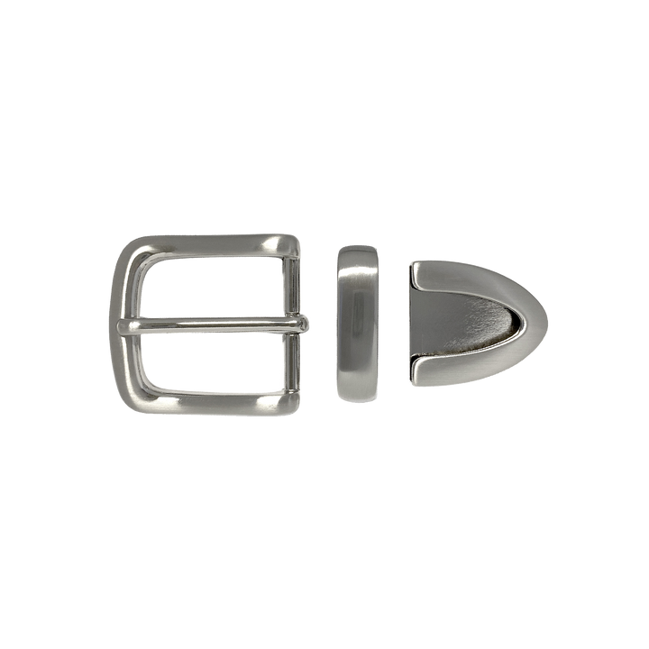 1-1/4 inch Rounded Edge Silver Belt Buckle Set
