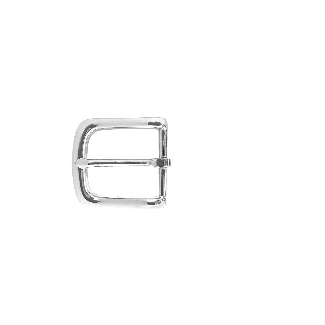 1-1/4 inch Rounded Edge Polished Silver Belt Buckle Set