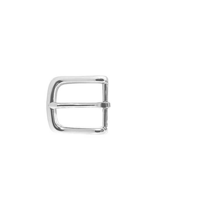 1-1/4 inch Rounded Edge Polished Silver Belt Buckle Set