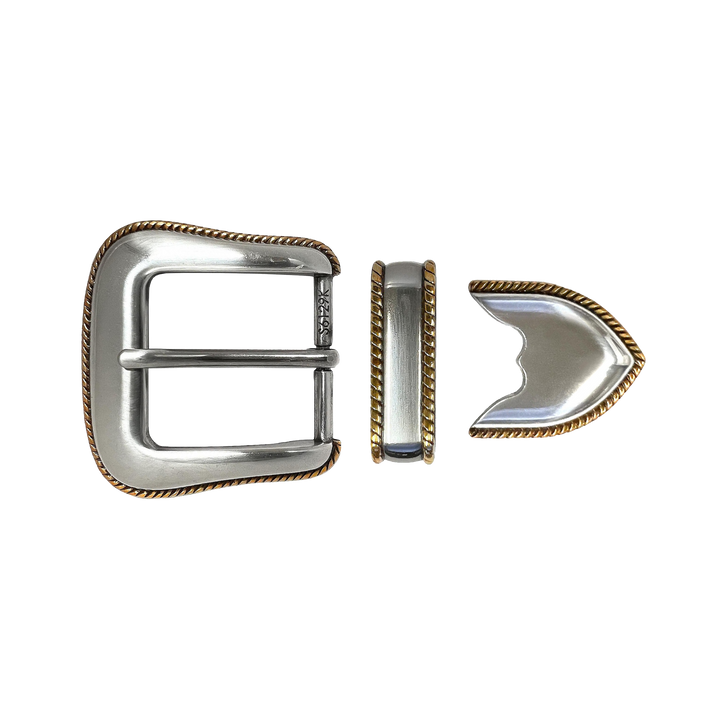 1-3/8 inch Vintage Rope-Edge Western Belt Buckle Set