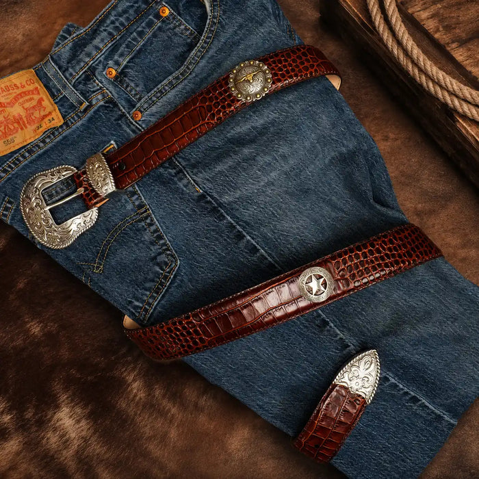 The Dustline Star 1-1/2 inch custom western leather belt