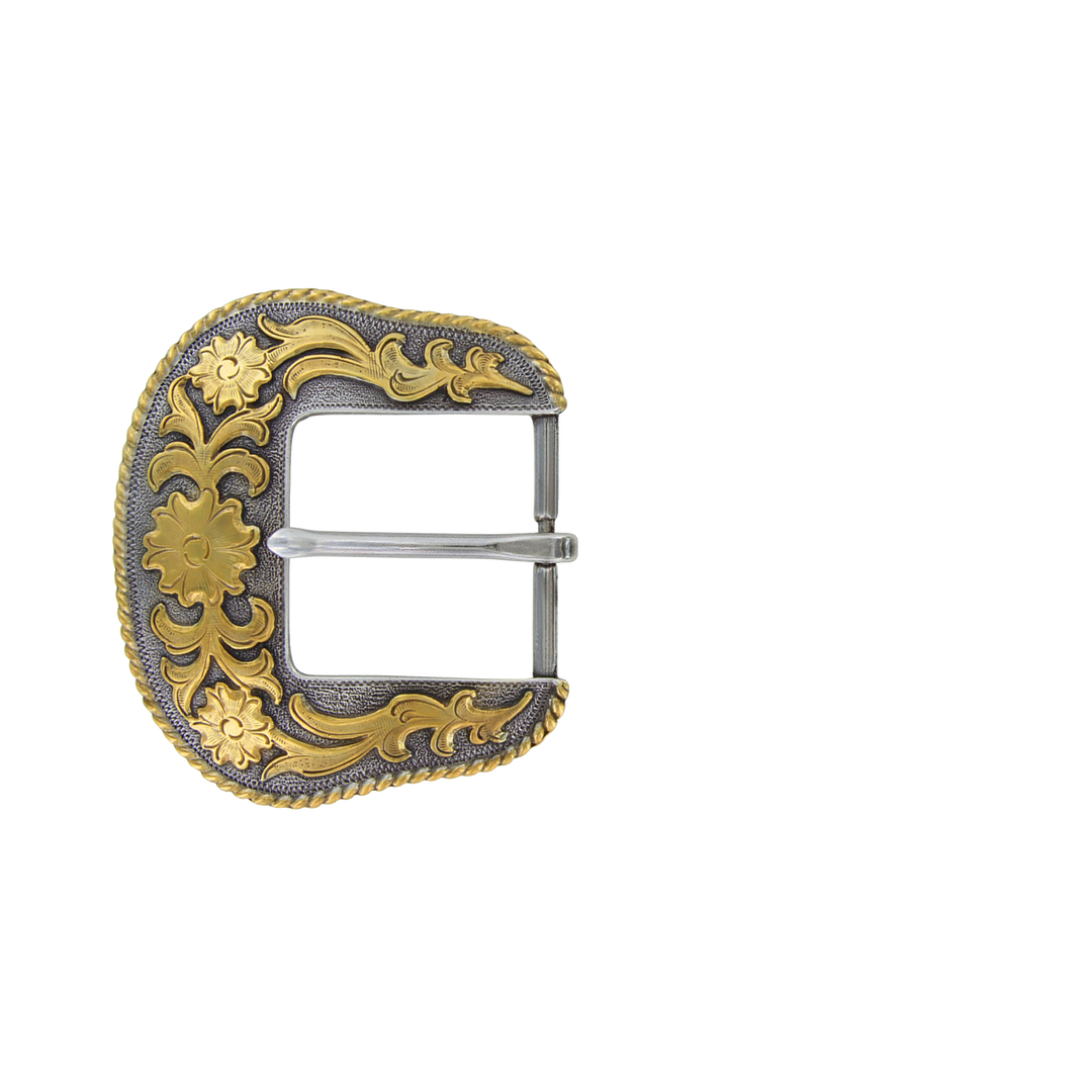 1-1/2 inch Antique Silver and Gold Western Belt Buckle Set