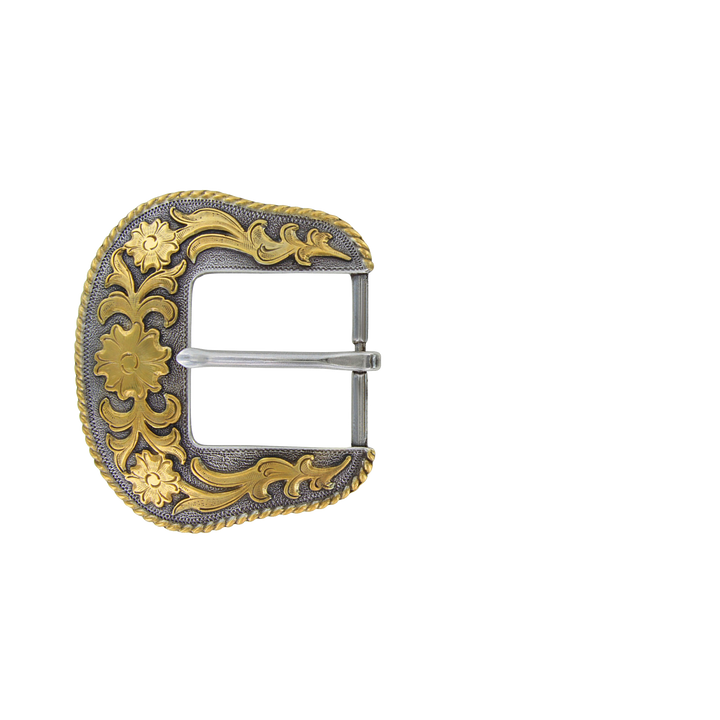 1-1/2 inch Antique Silver and Gold Western Belt Buckle Set
